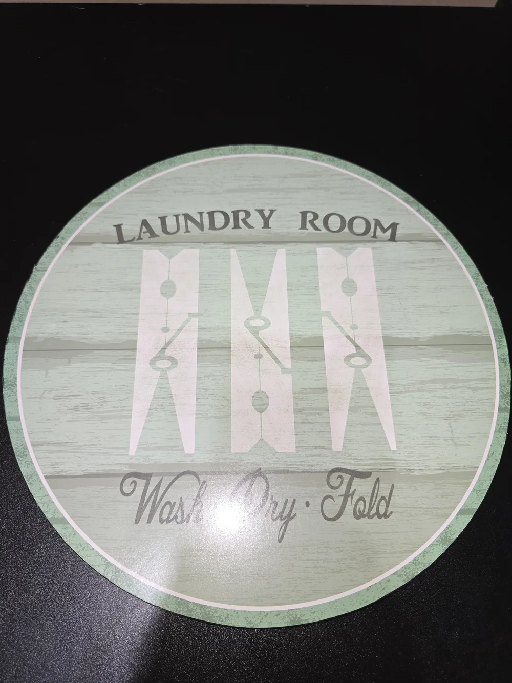 LAST CHANCE! Laundry Room Wall Sign in Mint Green - Wash Dry Fold Plaque